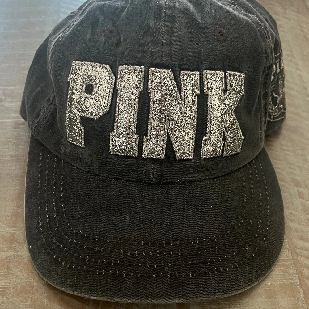 Vintage PINK Black Cap with Glittery Pink Logo